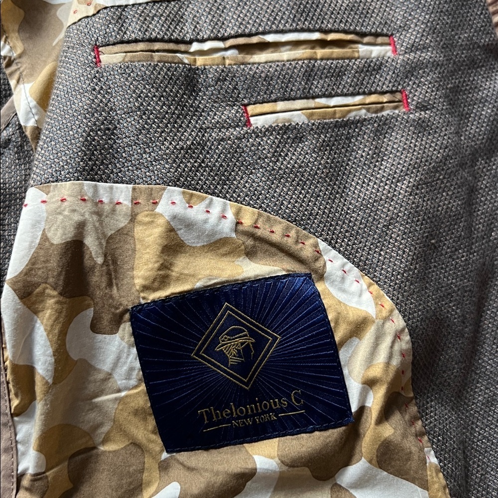 Thelonious C Brown Blazer with Patterned Lining - Picture 6 of 10